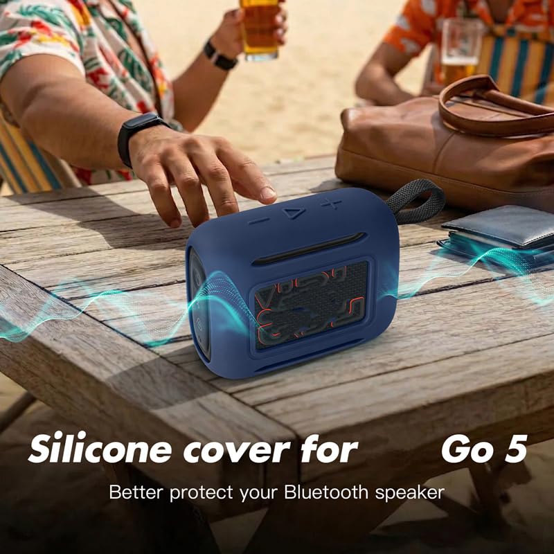 Silicone Protective Cover for JBL Go 5 | Anti-Fingerprint & Sweatproof Case, Shockproof Bumper Skin with Precise Cutouts, Portable Speaker Sleeve - color: Navy Blue