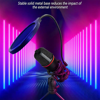 USB Microphone Kit, Plug and Play Streaming Microphone with Desktop Stand for Gaming, Podcast, Recording, and Online Meetings on Laptop and PC
