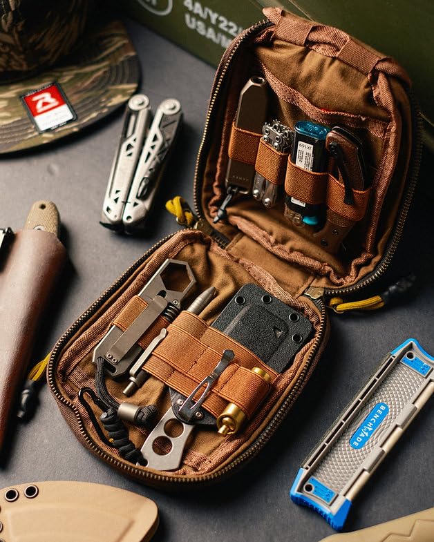 Roaring Fire Smolder Tactical EDC Organizer Pouch,Waxed Canvas Tool Bag | MOLLE Utility Pouch，With Brass YKK Zippers & Hook and Loop Patch Panel for EDC Carry, Range, Camping, Hiking & Travel