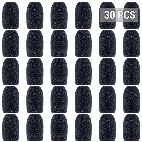 30 Pack Lapel Microphone Windscreen Headset Mic Foam Cover Pads Mini Size Protector Cover for Small Lapel and Headset Microphones, Black