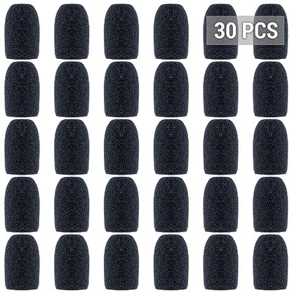 30 Pack Lapel Microphone Windscreen Headset Mic Foam Cover Pads Mini Size Protector Cover for Small Lapel and Headset Microphones, Black