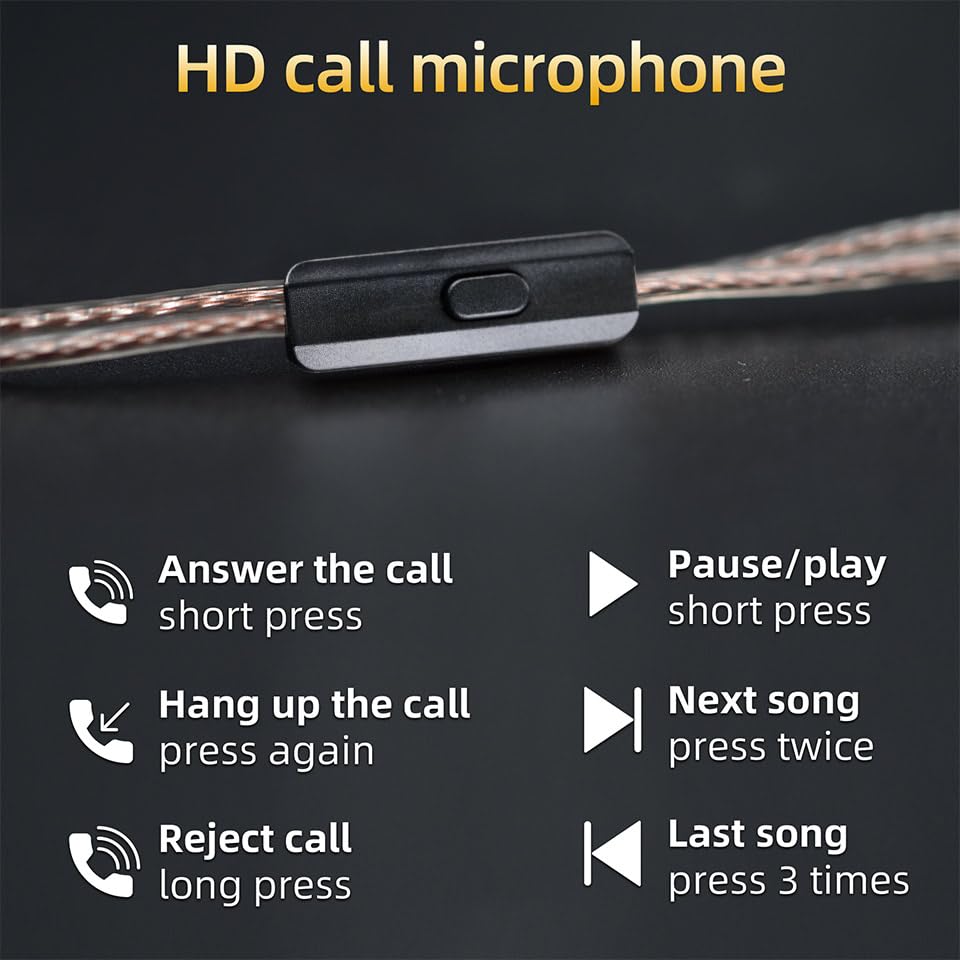 2Pin 0.75MM Oxygen-Free Copper Transparent Earphone Replacement Cable in-Ear Headphone Upgrade Cable for KZ ZS10 ZST ZSR ED12 EDX ES4 ES3 AS06 BA10 AS10 ZST-X Headphones (with Mic, B Pin) - size: B Pin, style: With Mic