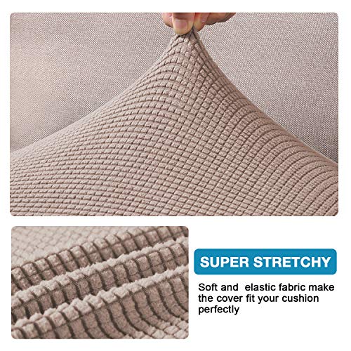 Flamingo P Super Stretch Couch Cushion Cover 1 Pack Individual Seat Slipcover with Elastic Bottom, Machine Washable Furniture Protector (1 Seat Cushion Cover, Sand) - color: Sand, size: 1 Seat Cushion Cover