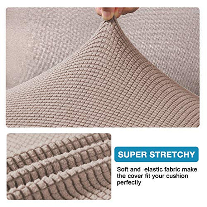 Flamingo P Super Stretch Couch Cushion Cover 1 Pack Individual Seat Slipcover with Elastic Bottom, Machine Washable Furniture Protector (1 Seat Cushion Cover, Sand) - color: Sand, size: 1 Seat Cushion Cover