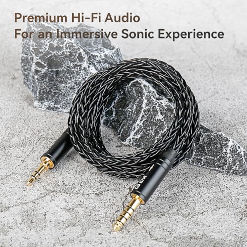 keephifi 4.2ft 4.4mm Replacement Audio Cable for Beats - KBEAR Male to Male Braided 4N OFC Stereo Jack Cable, Aux Cord for Solo2 Solo3/Sony WH 1000xm5 WH-1000XM5/Car Home Stereo/Tablet/Speaker - size: 1.4m, style: 4.4 to 3.5
