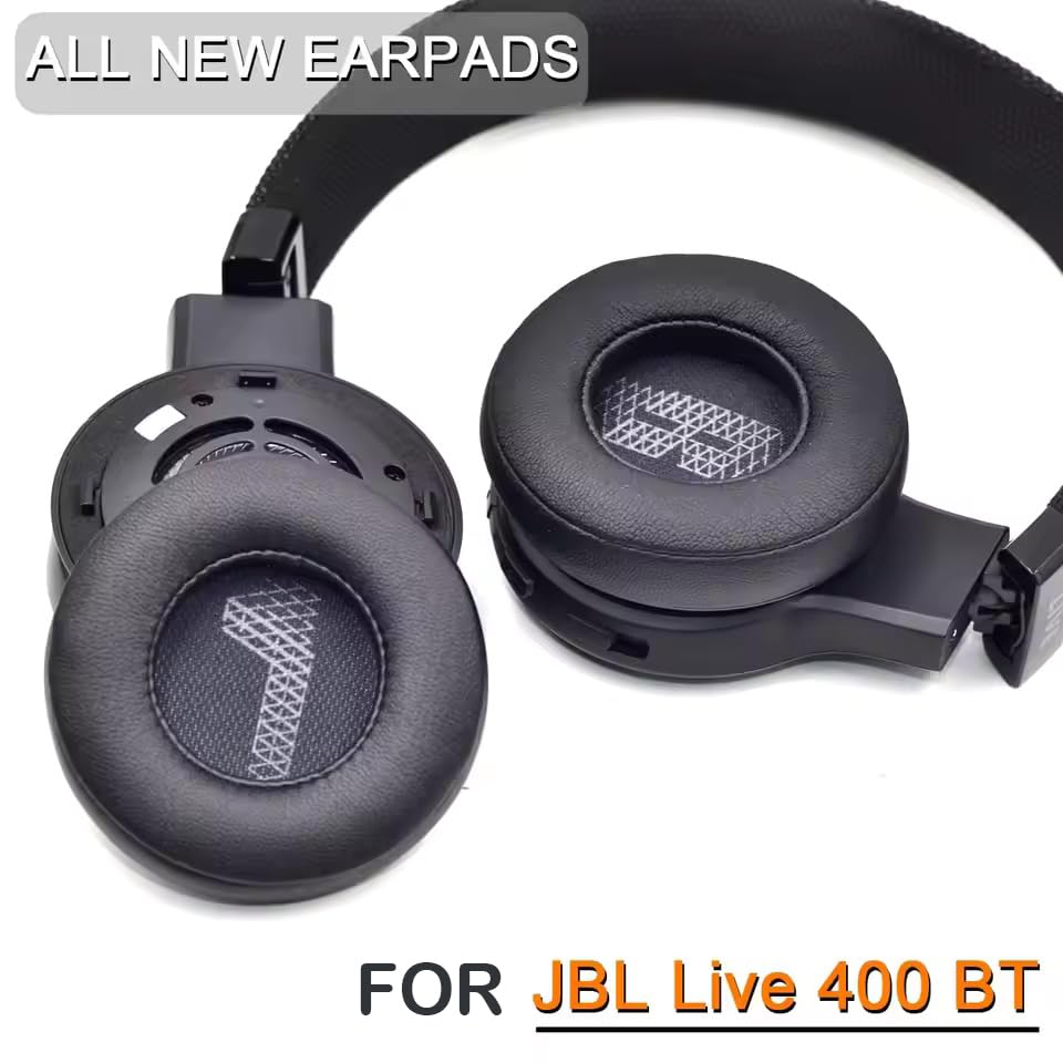 Live 400 BT Earpads - live400 Replacement Ear Pads Cover Cushions Foam Compatible with JBL Live 400BT On-Ear Wireless Headphones,High-Density Noise Cancelling Foam,Softer Leather - Black