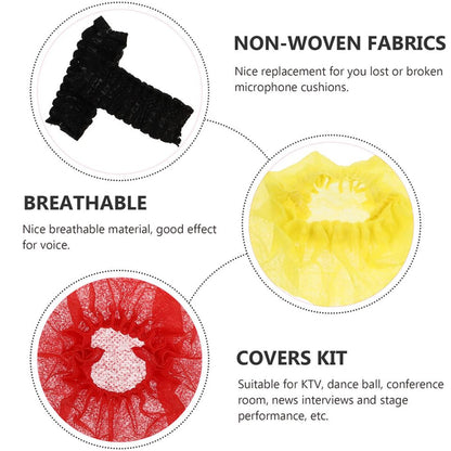 120Pcs Disposable Non Woven Microphone Covers for Mic Protection Easy to Install for Events Singing Karaoke Each