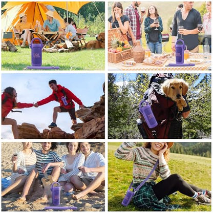 for JBL Grip Portable Waterproof Speaker Silicone Case, Purple | Portable Travel Soft Cover with Adjustable Shoulder Strap and Carabiner, Protective Skin Case, Anti-Slip Feet - color: Purple Case