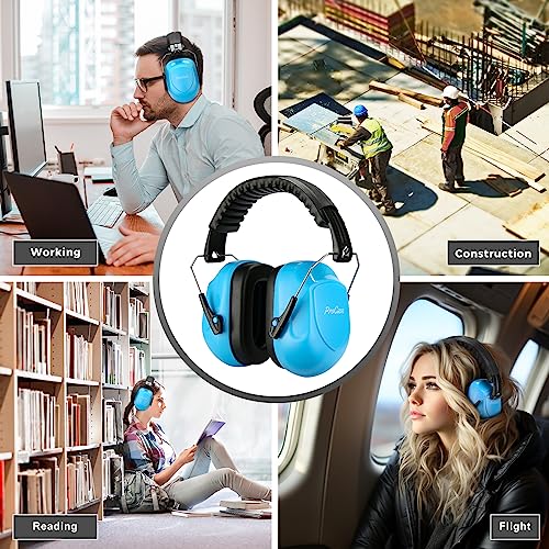 ProCase NRR 28dB Noise Reduction Ear Muffs, Foldable Adjustable Noise Cancelling Headphones - color: 1 - Pure Blue