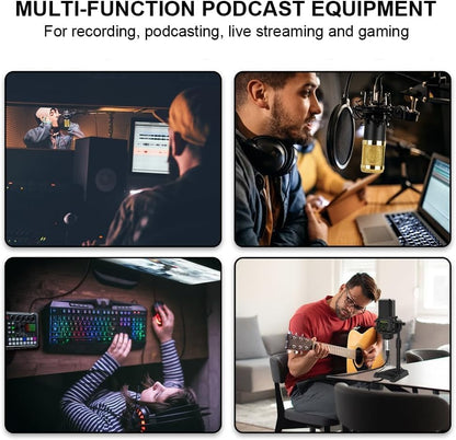F998 Podcast Equipment Bundle, Audio Interface & BM888 Recording Studio Microphone, Professional Live Sound Card w/Dj Mixer Effects & Voice Changer for Live Streaming Gaming YouTube TikTok(Black)