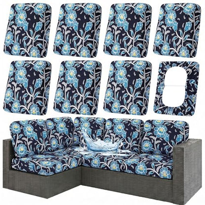Waterproof Outdoor Cushion Covers, Stretch Patio Slipcovers | UV Resistant Coating, Stretch Fabric, Waterproof Protection, Replacement Covers, Fits Patio Furniture Cushions (8 Pieces) - color: Bluebell, size: 8PCS