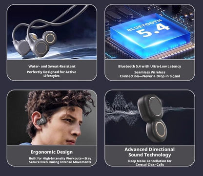 Suitable for Sports Running Headphones Open Ear Earbuds Takeaway Courier Rider Wireless Bluetooth Headset High Sound Quality Headphones for Fitness Exercise man Gift Display Power Long Battery