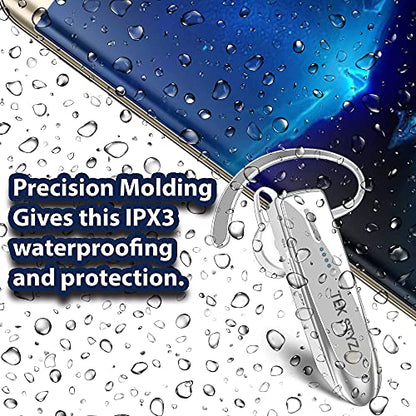 Bluetooth 5.3 Headset Compatible with Samsung Galaxy S21+ Wireless Earpiece, IPX5 Waterproof, Dual Microphones, Noise Reduction, 60 Days Standby + 22Hrs HD Talk Time! - color: White