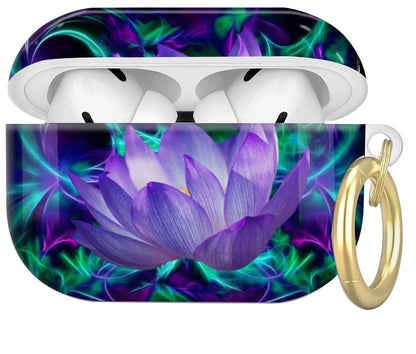 Compatible with AirPod Pro 2nd//1st Generation Case Cover with Key Chain,Full Protective Shockproof Wireless Headphone Case for Airpod Pro 2023/2022/2019(Purple Glowing Lotus) - color: Purple Glowing Lotus