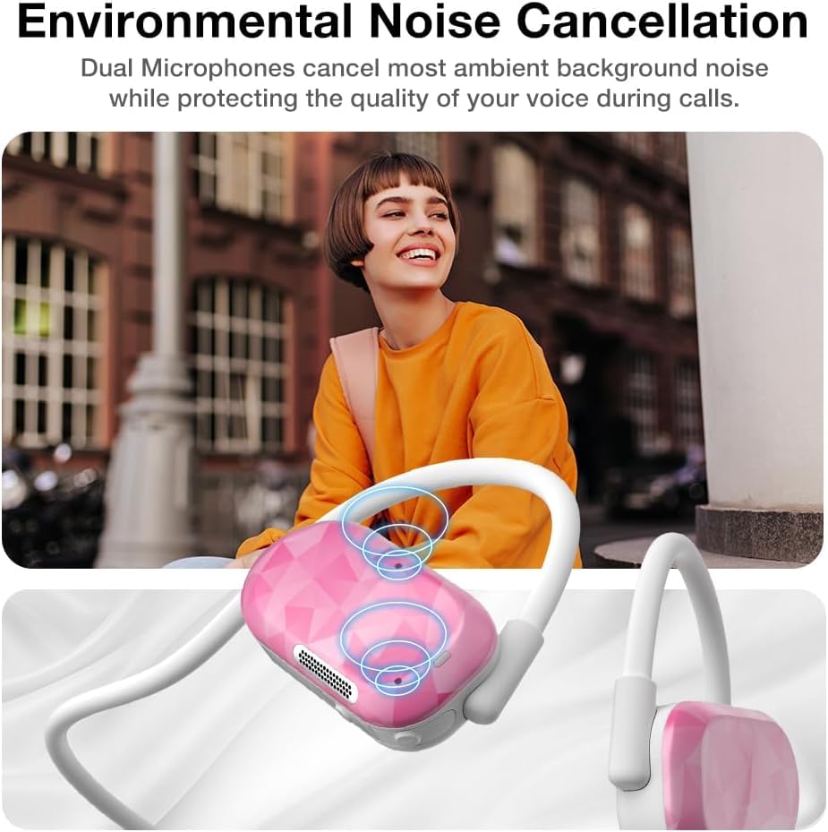 Purity Air Open Ear Headphones - True Air Conduction Wireless Bluetooth Open Ear Earbuds with Dual Mic for iPhone/Android - Secured Long Wearing Comfort, Sports Sweat Resistant (Pink Diamond) - color: Pink Diamond