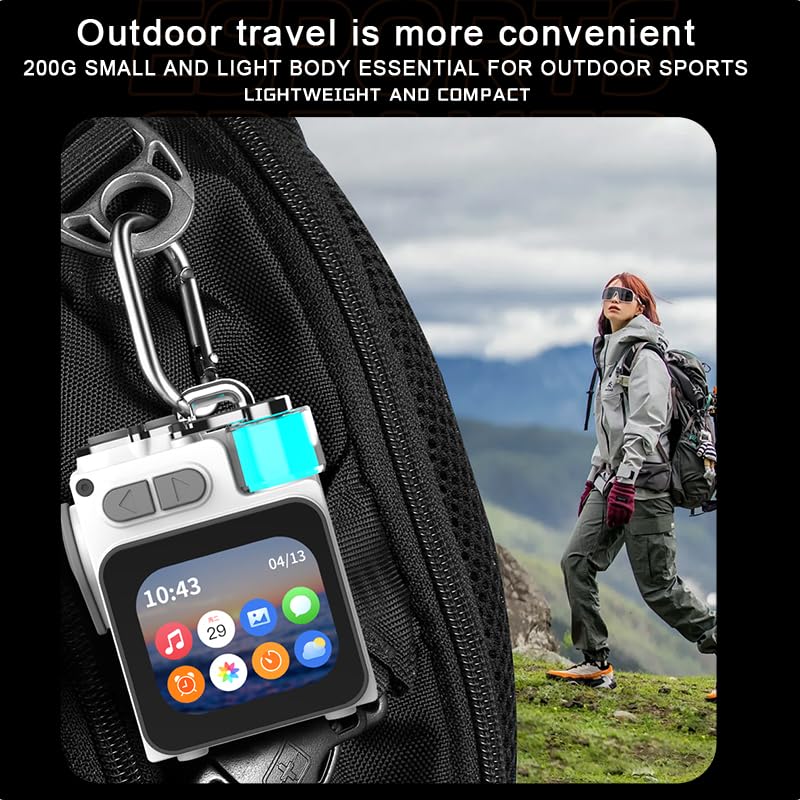 Wireless Bluetooth Speaker Mini, 2-Inch Screen Rgb Subwoofer, Small Speaker Portable with Alarm Clock, Weather, Calendar ,6H Battery, Metal Pendant Waterproof Large Hd Sound Pocket Stereo (White) | Small Rgb Subwoofer Metal Magnetic Waterproof Large Hd So