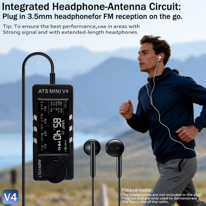 Upgraded ATS MINI V4B Radios with Plastic Casing, SI4732 Pocket Shortwave Radio, Portable AM/FM/LSB/USB Full Band Receiver, with Built-in Headphone Amplifier, Speaker and Hi-Z - style: Plastic Shell Style