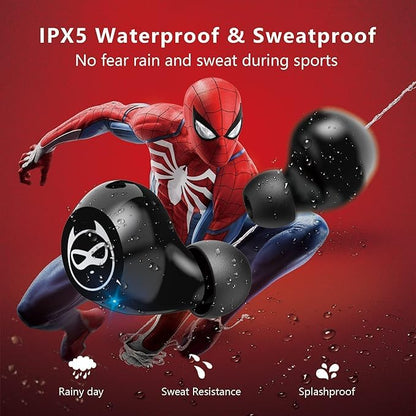 Wireless Earbuds, Touch Control Headset Stereo Sound in-Ear Wireless Earpiece, Bluetooth Earphones with Red Cartoon Charging Case JE-09B_B91 - color: JE-09B_B91