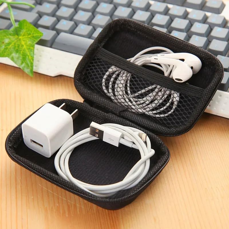 Portable Data Cable Storage Case, Rectangular Earphone Bag, Key Packaging, Coin Pouch, Change Storage Bag(black) - color: black