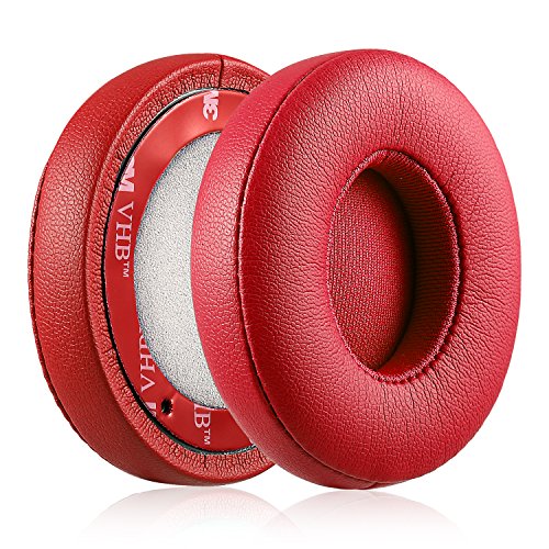 Solo 2.0 Wired Replacement Earpads, JARMOR Memory Foam Ear Cushion Cover for Beats Solo 2.0 Wired On Ear Headphones by Dr. Dre ONLY, (Does NOT FIT Solo 2.0/3.0 Wireless) (Red) - color: Red