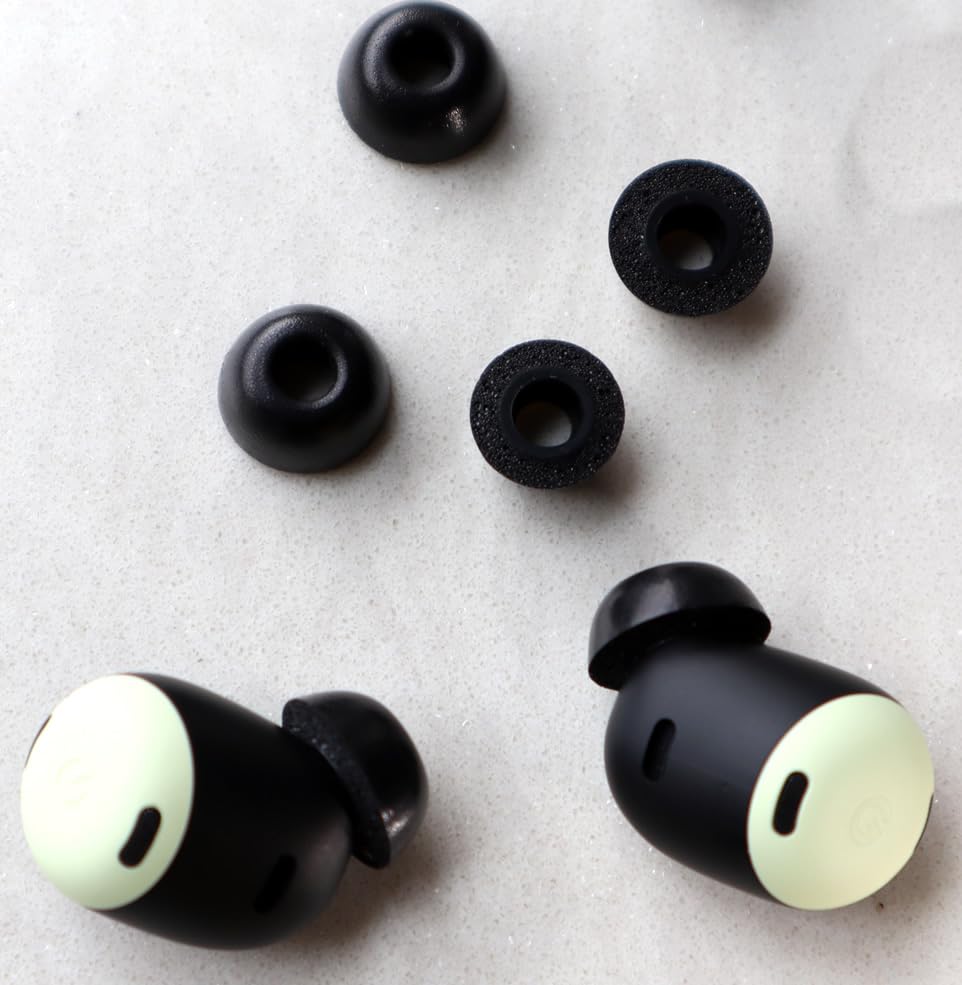 A-Focus [6 Pairs] Pixel Buds Pro 【 Memory Foam & Silicone 】 Ear Tips, Soft Replacement Comfortable Earbuds Eartips Gel Compatible with Google Pixel Buds Pro 126724 Black