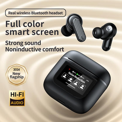 ANC Noise Cancellation Message Notification Bluetooth in-Ear Earbuds - Multi-Functional Wireless in Ear Headphones with LCD Screen Touch Control Display 16 Countries Language TWS Earphones