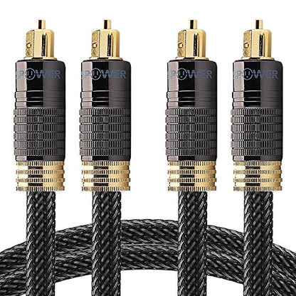 FosPower 24K Gold Plated Toslink Digital Fiber Optical Audio Cable (S/PDIF) - [Zero RFI & EMI Interference] Metal Connectors & Ultra Durable Nylon Braided Jacket (3ft - 2Pack) - size: 3FT/2Pack