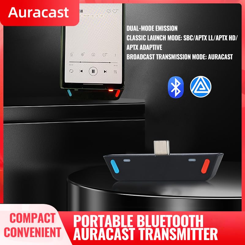 Le Audio USB C Bluetooth 5.4 Transmitter for Mobile/Game Player/PS5 to Wireless Headphones Earbuds, LDAC/AptX Lossless/Adaptive/Low Latency/Auracast