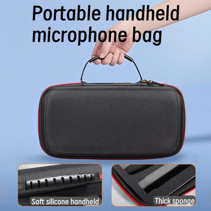 Portable microphone case with travel handle, shockproof EVA hard shell, waterproof compact storage box, suitable for Karaoke/vlog/outdoor use(No microphone included)