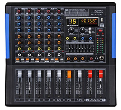 Professional Six-Channel Audio Mixer with USB Interface, Bluetooth, and DSP Sound Effects - style: 6-Channel Mixer with Bluetooth & DSP Sound Effect