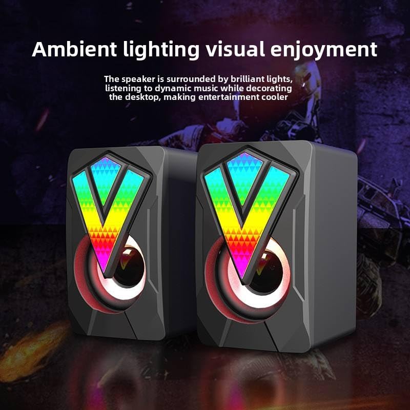 2 Piece Set Computer Subwoofer, Computer Speakers for Desktop Pc, USB-Powered with Volume Control for Desktop or Laptop PC, Compact Size, Headphone Jack, Portable, Plug-N-Play