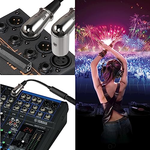 QIANRENON 90° Angle XLR to 6.35mm Balanced Cable 3 Pin XLR Right Angle Male to TRS 1/4 6.35mm Stereo Jack Headphone Cable, for Mixer Microphone Amplifier, 30cm/11.8in