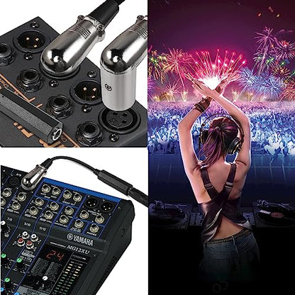 QIANRENON 90° Angle XLR to 6.35mm Balanced Cable 3 Pin XLR Right Angle Male to TRS 1/4 6.35mm Stereo Jack Headphone Cable, for Mixer Microphone Amplifier, 30cm/11.8in