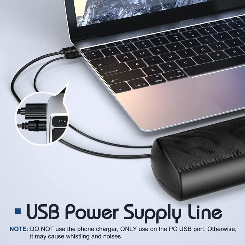 Computer Speaker Soundbar Wall Mountable Wired PC Speakers Sound Bar Powered with Volume