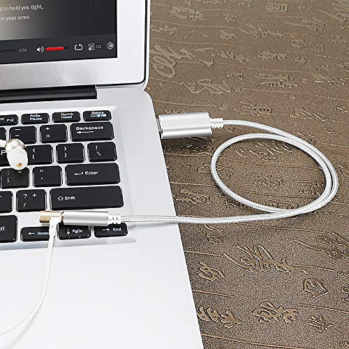 USB to 3.5mm Headphone and Microphone Jack Audio Adapter with 3.5mm Combo Aux Stereo Converter for Headset Mac PS4 PC Laptop Desktops External Sound Card Audio for Windows (100cm, White) - color: white