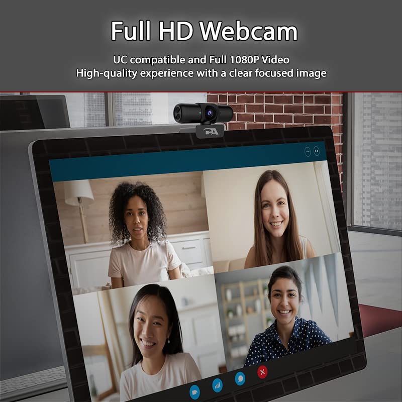 Cyber Acoustics WC-2000 1080p Webcam, Auto-Focus, Privacy Shutter | Omnidirectional Microphone, Universal Monitor Mount, 65-Degree Field of View, USB-A Plug-and-Play - size: WC-2000