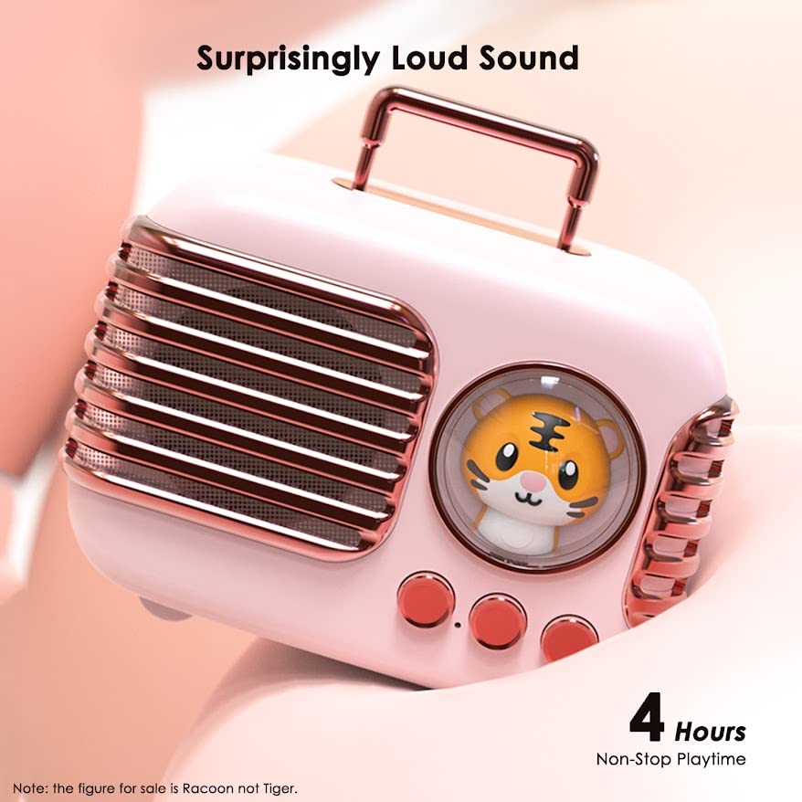 Wireless Bluetooth Speaker, Cute Mini Portable Speaker with TWS Pairing,Loud Sound,4H Playtime, Mic,TF/SD Card, Aux Line,Water-Proof for iOS Android Smartphone Home Office Gift Ideas Pink - color: Blush Pink