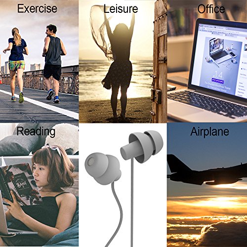MAXROCK (TM Unique Total Soft Silicon Sleeping Headphones Earplugs Earbuds with Mic for Cellphones,Tablets and 3.5 mm Jack Plug (Grey) - color: Gray