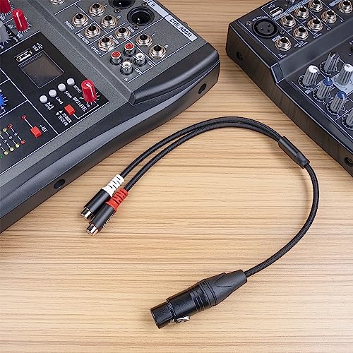 1FT XLR to RCA Y Splitter, Dual RCA to XLR Audio Interconnect Cable for Speaker & Mic - color: XLR Female to Dual RCA