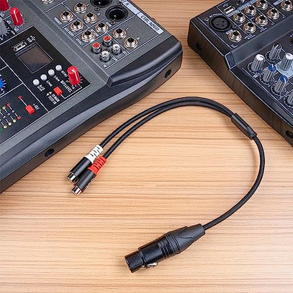 1FT XLR to RCA Y Splitter, Dual RCA to XLR Audio Interconnect Cable for Speaker & Mic - color: XLR Female to Dual RCA