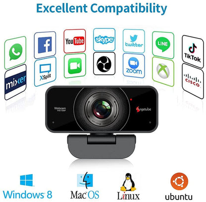Angetube 1080P Webcam with Microphone, USB Computer Web Cam for Desktop | USB Computer Web Camera for PC Laptop Desktop Mac, 2 Mics, HD PC Web Cam for Zoom Teams, Streaming Video Conferencing Calling