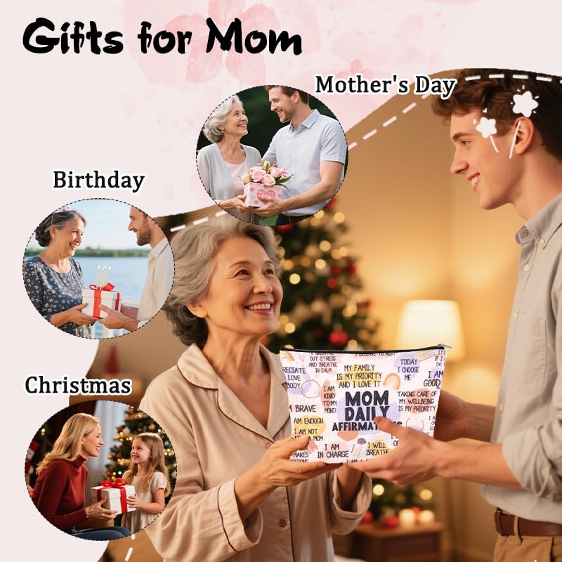 Mother Mom Daily Affirmations Gifts Inspirational Mom Mental Health Gifts Makeup Bag Mothers Day Gifts for Women Mommy Bag Accessories Pouch Holiday Easter Birthday Gifts for Mother Mama Cosmetic Bags - color: Mother Mom Daily Affirmations Gifts