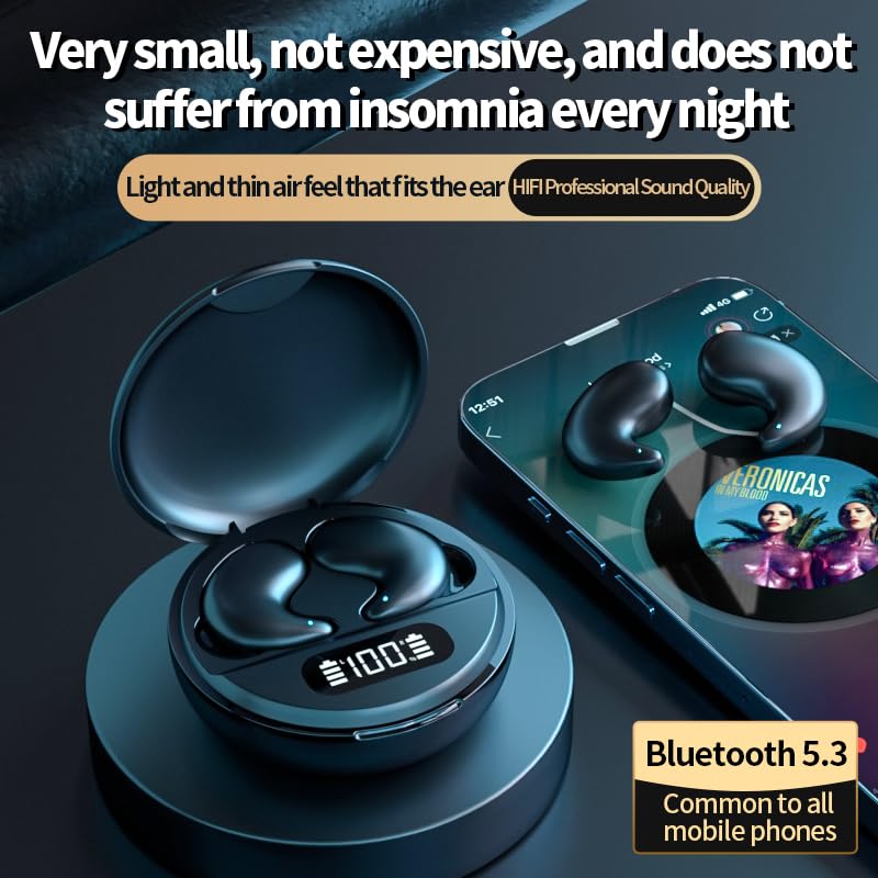 Bluetooth 5.4 Sleep Earbuds Wireless in Ear Light-Weight Headphones Mini Sleep Headphones Small Design for Sleeping Running Workouts and So On