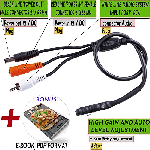 CCTV Microphone Outdoor for Security Camera IP: Audio Microphone CCTV Surveillance RCA with High Sensitive Preamp Amplified Pickup Device Mic External Camera Sound (2 Pack)