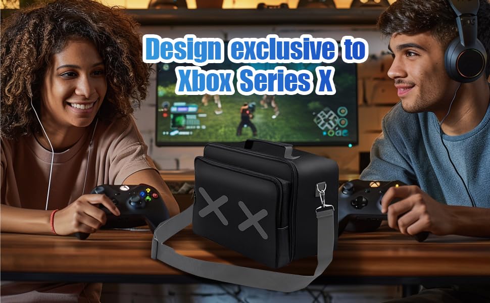 Travel Case Bag Carrying Case Game Storage Bag Protective Case for Xbox Series X Console/Controller/Cables/Multiple Pockets for Gaming Accessories