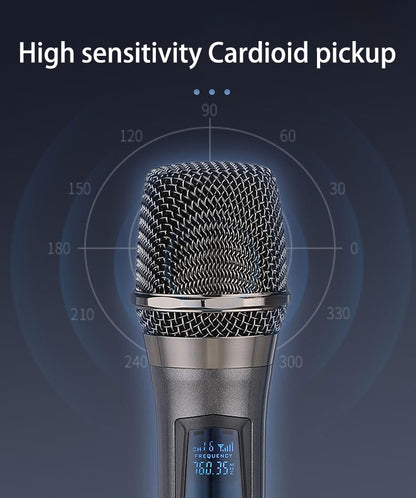 Wireless Dual Microphone,Handheld Dynamic mic,Karaoke Singing, Weddings DJ,Party, Church, Classroom use, 200 feet, Gray.(2 Versions Randomly Shipped)