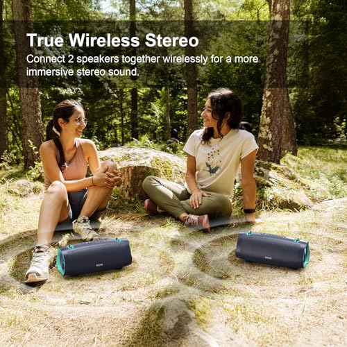 DOSS Extreme Boom Pro D100 Wireless Bluetooth Speaker, IPX6 Waterproof | 140W Peak Loud Sound, Extra Bass, 24H Playtime, Beat-Sync Lights, Power Bank, Portable, Outdoor, Camping, Beach, Yard, Black - color: Black