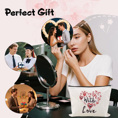 Valentines Day Makeup Cosmetic Bag Heart Toiletry Bag Pouch Engagement Anniversary Wedding Gifts Bags for Womens Wife Girlfriend Fiancee Love You Gift Gf Proposal Gifts Travel Make Up Bags Organizer - color: Heart Toiletry Bag Pouch