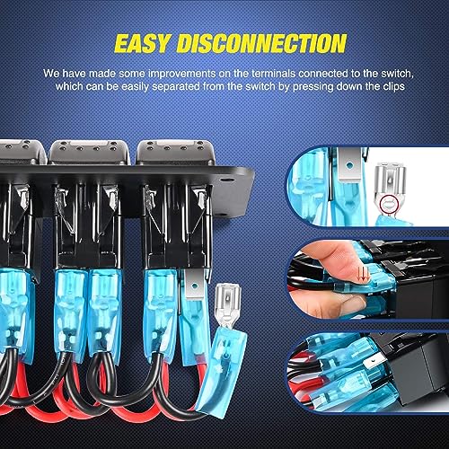 Nilight 3 Gang Aluminum Rocker Switch Panel Pre-Wired | 5 Pin ON Off Pinkish Purple Toggle Switches SPST 12V 24V Night Glow Stickers for Cars Marines Boats Campers RVs - color: Purple, size: 3 Gang