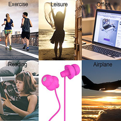 MAXROCK (TM Super Mini Total Soft Silicon Earbuds Headphones with Mic Music Sleep Choice for Cellphones Ipad Tablet Mp3 Laptop and Most 3.5mm Audio Player (Pink) - color: Pink